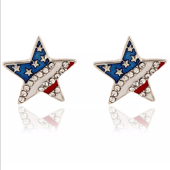 Jewelry - American Flag Star Patriotic Earrings